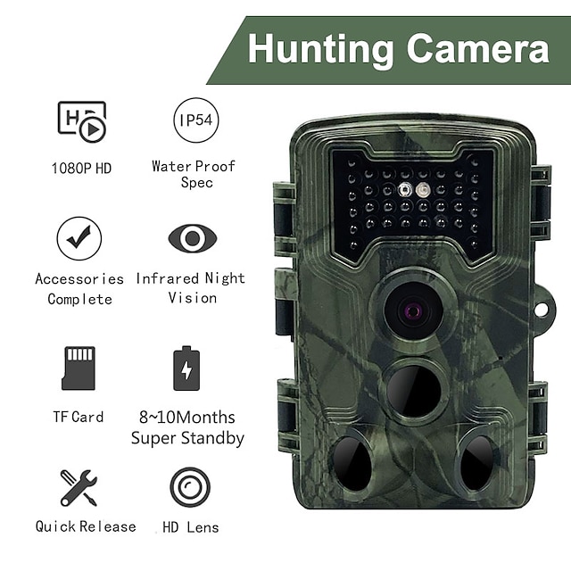  pr1000 トレイルカメラ 1080p hd ビデオ 野生動物 ハンティングカム 16mp 赤外線ナイトビジョン pir センサー 屋外 ip54 防水ビデオカメラ