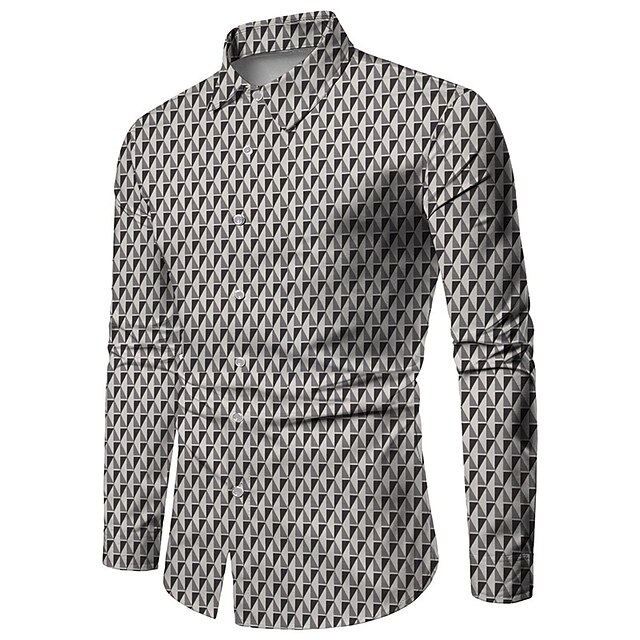  Voor heren Overhemd Grafische prints Geometrie Argyle Strijkijzer Zwart Bruin 3D-afdrukken Buiten Straat Lange mouw Button-omlaag Afdrukken Kleding Modieus Ontwerper Casual Zacht