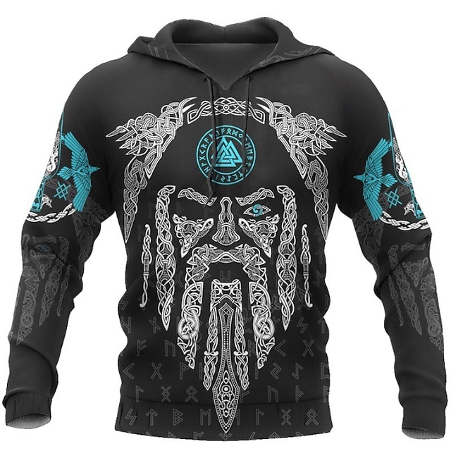  Vikings Warriors Viking Tattoo Hoodie Cartoon Manga Anime 3D Front Pocket Graphic For Couple's Men's Women's Adults' 3D Print Casual Daily