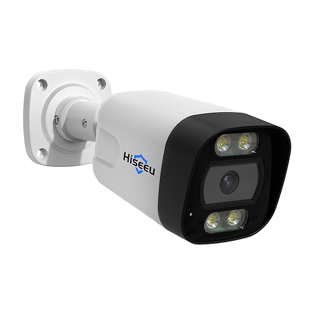  Hiseeu 4k 8mp 5mp poe caméra ip enregistrement audio cctv caméra de surveillance de sécurité étanche ip66 vidéo extérieure maison h.265
