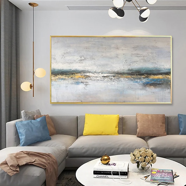  Handmade Oil Painting Canvas Wall Art Decorative Abstract Knife Painting Landscape White For Home Decor Rolled Frameless Unstretched Painting