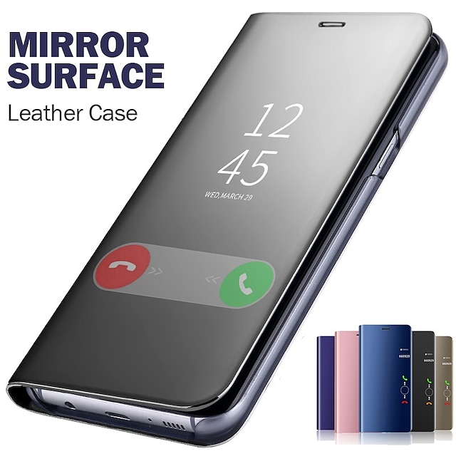  telefon Etui Til Samsung Galaxy Heldekkende etui Flip Case A33 S22 S21 S20 Plus Ultra A72 A52 A42 Speil Automatisk søvn / våkne Anti-skrape Ensfarget PC