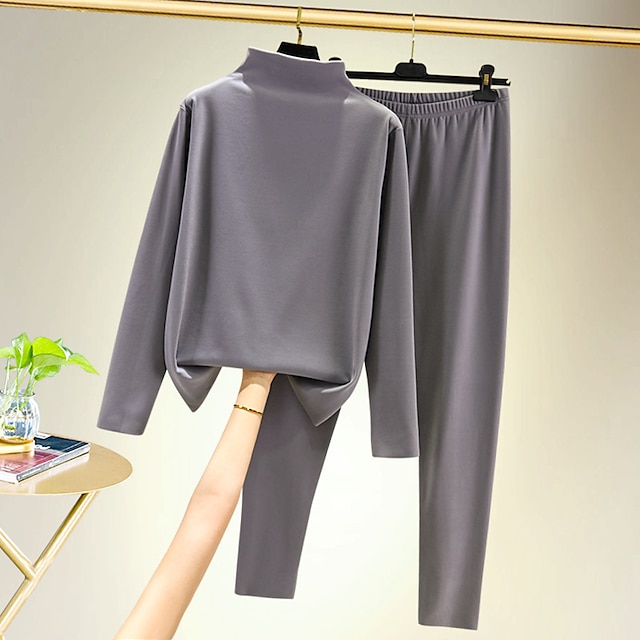Women's T shirt Tee Undershirt Pants Sets Bottoming Shirt Solid Color ...