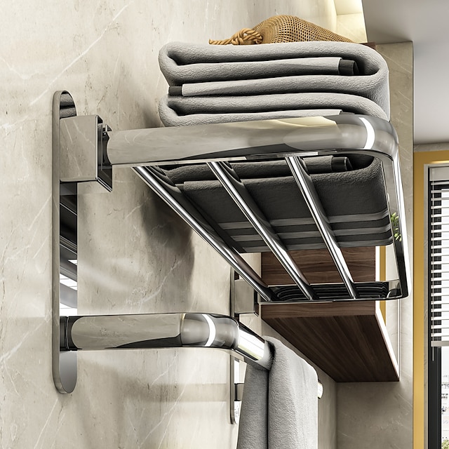 håndklædestativ til badeværelse, rustfrit stål perforeret gratis håndklædestativ badeværelseshylde vægmonteret badeværelse hardware vedhæng