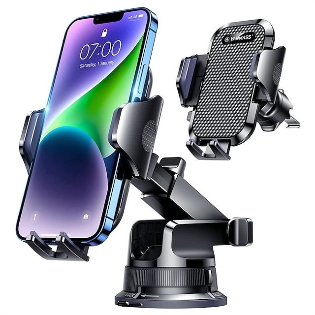  starfire car phone phone holder mount sturdiest hook clip strongest suction cup handsfree cell phone holder car dash windshield air vent stand for iphone 14 13 pro max / samsung truck