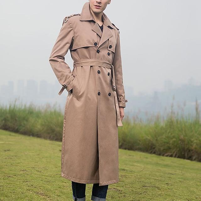 Men's Winter Coat Long Trench Coat Office & Career Daily Wear Fall
