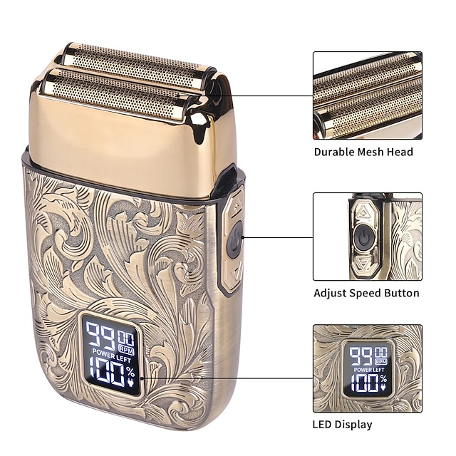 Electric Razor for Men Double Foil Head Shaver 3 Adjustable Speeds