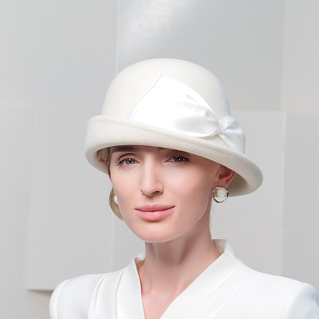  Женские свадебные шляпы, элегантные шерстяные шляпы с атласным бантом для чаепития, женский головной убор, головной убор