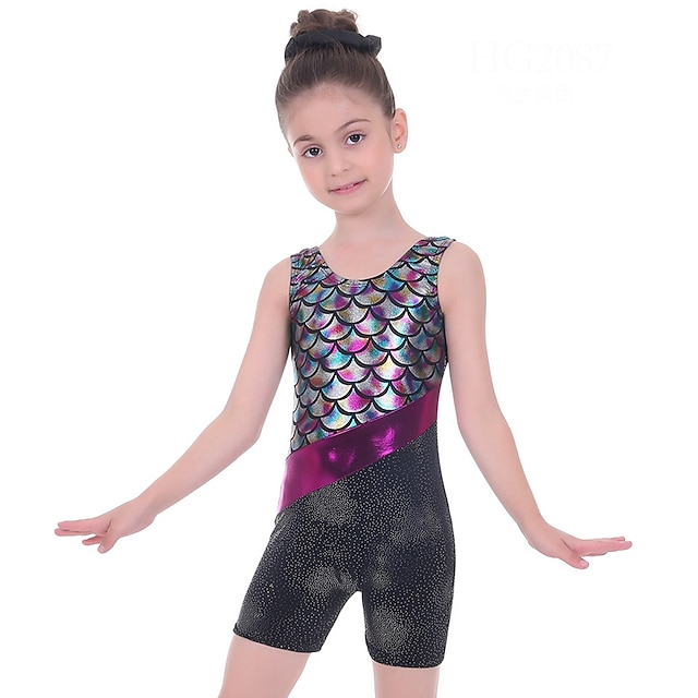  Kids' Dancewear Ballet Leotard / Onesie Printing Splicing Girls' Performance Training Sleeveless High Polyester