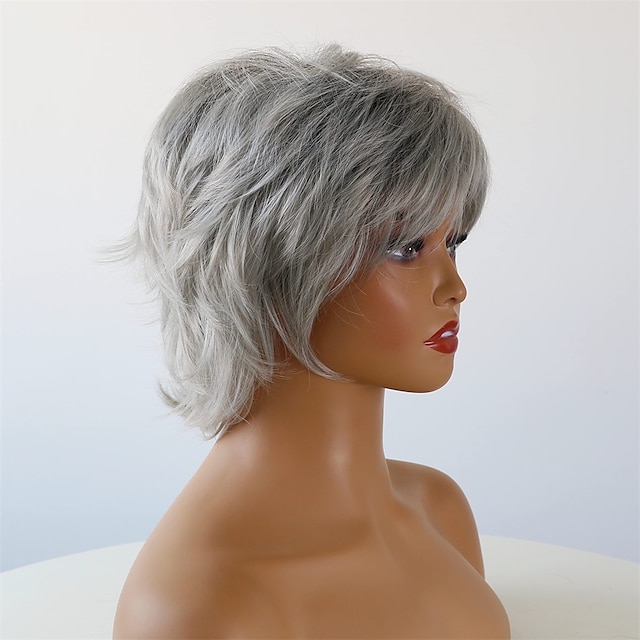 Short Wigs For White Women Gray Wig For White Women Pixie Cuts Wigs For Older Women Full Curly