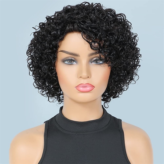 Ombre Short Curly Human Hair Wigs For Black Women Short Curly Wigs ...