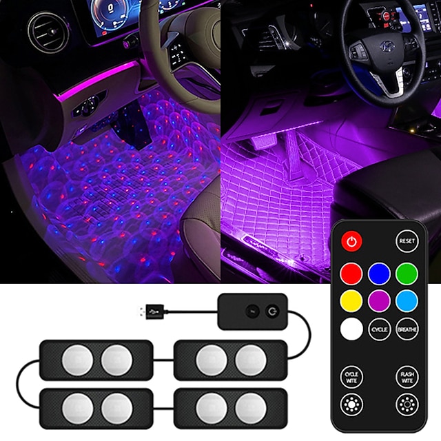  Car LED Starry Ambient Light USB Remote Music Control Multiple Modes Auto Interior Decorative Atmosphere Lamp
