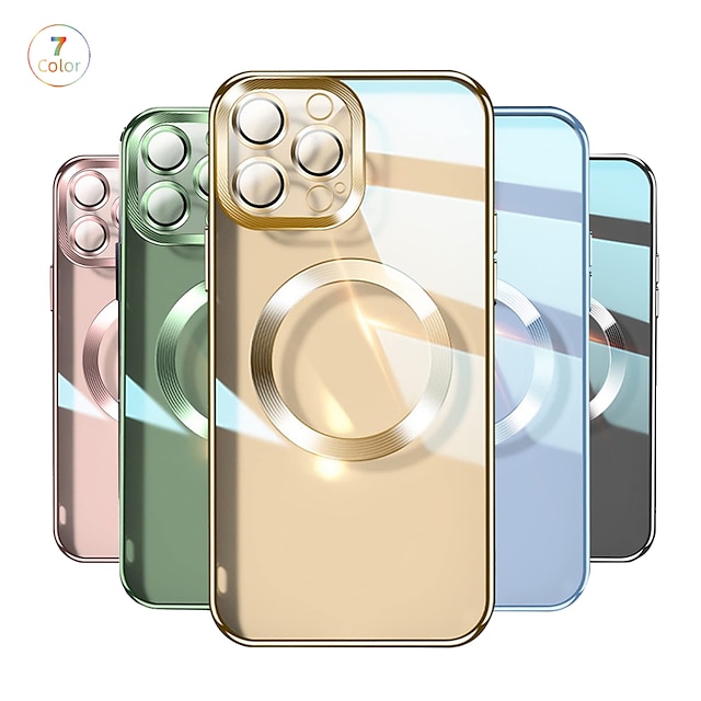  teléfono Funda Para iPhone 15 Pro Max Plus iPhone 14 13 12 11 Pro Max Plus Con Magsafe Protector de lente de cámara Antigolpes Color sólido TPU