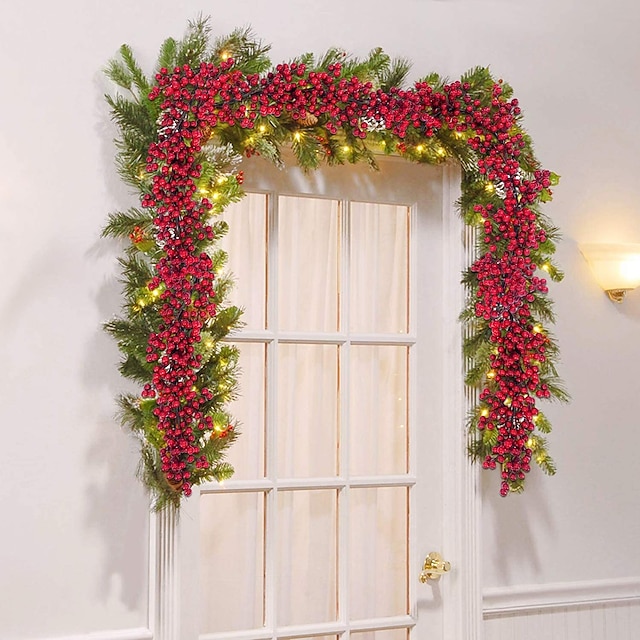 Christmas Garland Christmas Decorations Garland with Pine Cones Red ...