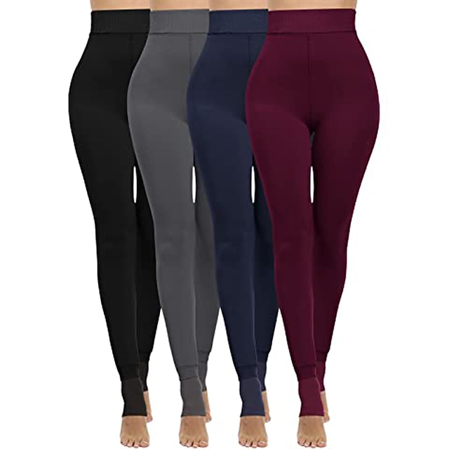  Leggings forradas de lã plus size para mulheres inverno térmico quente cintura alta controle de barriga yoga leggings estribo algodão spandex esportes activewear