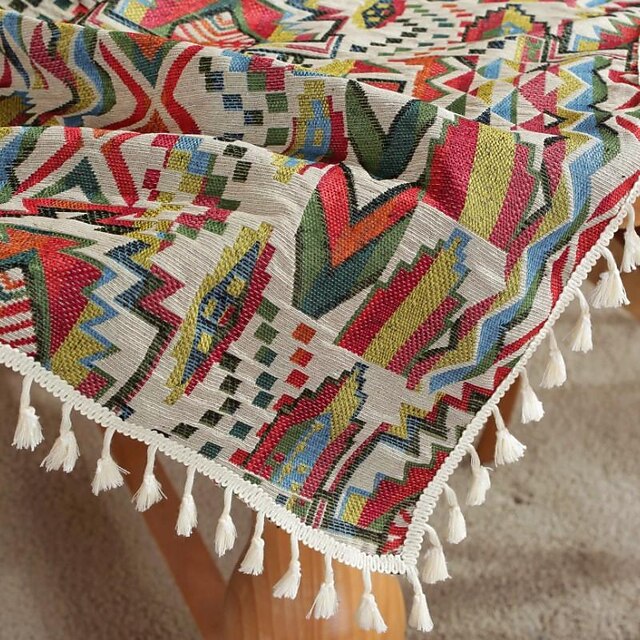 Farmhouse Tablecloth Boho Cotton Linen Table Cloth Bohemian Table Decor