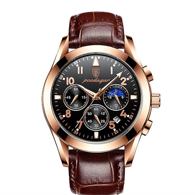 POEDAGAR Men Quartz Watchl Chronograph Fashion Sport Analog Quartz Watch Waterproof Luminous Stainless Steel Wristwatch Male Cloock Relogio Masculino