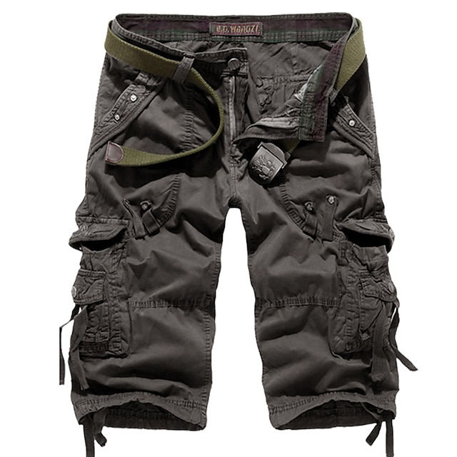  Homens Bermuda Cargo calções capri Calças Capri Shorts de Trilha Bolso multi Tecido Conforto Respirável Comprimento da panturrilha Casual Diário Streetwear Esportes Moda Exército verde Vinho