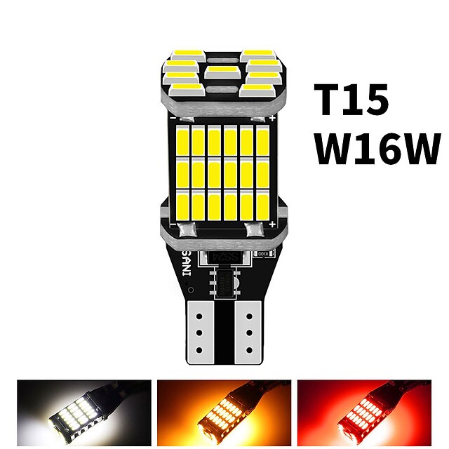  T15 W16W LED Bulb 45 SMD 4014 1200LM Lamp For Car Reversing Light White Orange Yellow Red Turn Signal Brake Light Auto