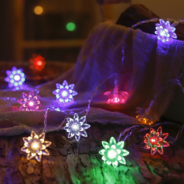  LED-3D-Blumen-Lichterkette, 6 m, 3 m, AA-Batterie, Urlaubs-Lichterkette, flexible Lichterkette für Weihnachten, Urlaub, Hochzeit, Party, Dekoration, Beleuchtung
