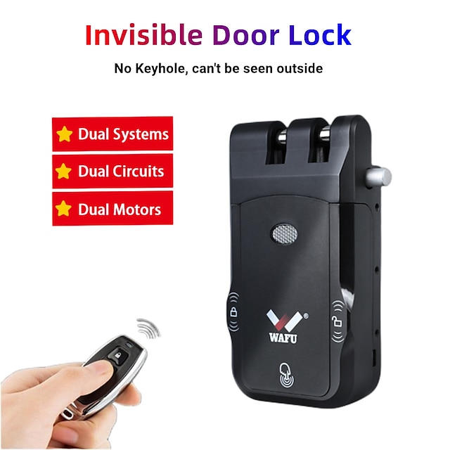  wafu 026 قفل الباب اللاسلكي wifi bluetooth tuya التحكم عن بعد الإلكترونية keyless door invisible lock 433mh smart control