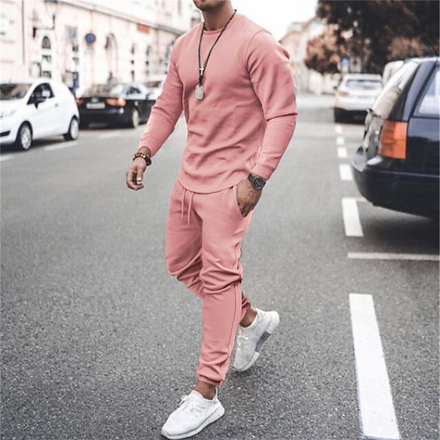  Men's T-shirt Suits Tracksuit Tennis Shirt Shorts and T Shirt Set Set Solid Colored Crew Neck Outdoor Street Long Sleeve Drawstring 2 Piece Clothing Apparel Sports Designer Casual Classic