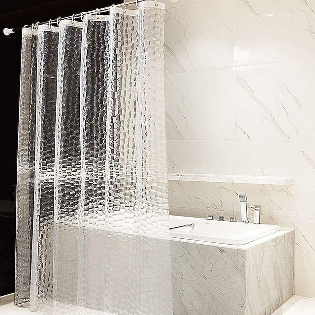  Doublure de rideau de douche transparente eva, rideau de douche hydrofuge pour cabine de douche de salle de bain, cube d'eau, 72x72 pouces