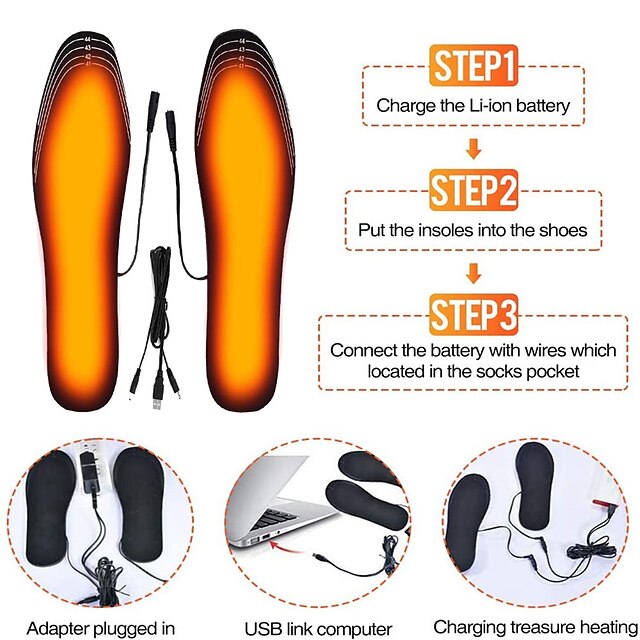USB Heated Shoe Insoles Electric Foot Warming Pad Feet Warmer Sock Pad Mat Winter Outdoor Sports
