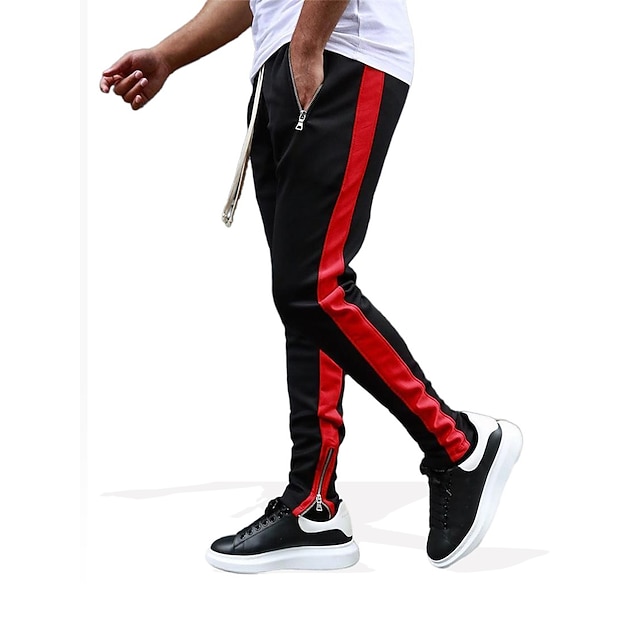 Men's new solid color trendy sports side zipper loose sweatpants
