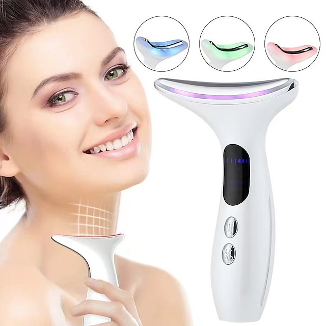  EMS Microcurrent Face Neck Beauty Device LED Photon Firming Rejuvenation Anti Wrinkle Thin Double Chin Skin Care Facial Massager