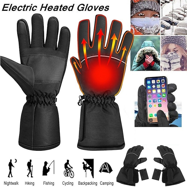  eluppvärmda handskar unisex vinterhållning batteri värmehandskar pekskärmsdesign vattentät för motorcykelkörning skidåkning jakt arbetar