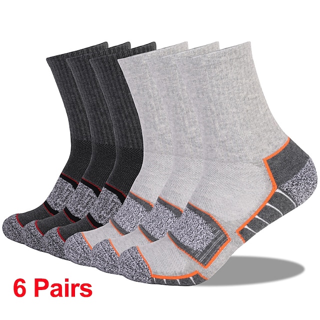  Men's 6 Pairs Socks Crew Socks Hosiery White+Black Light gray + dark gray Color Cotton Winter Autumn / Fall