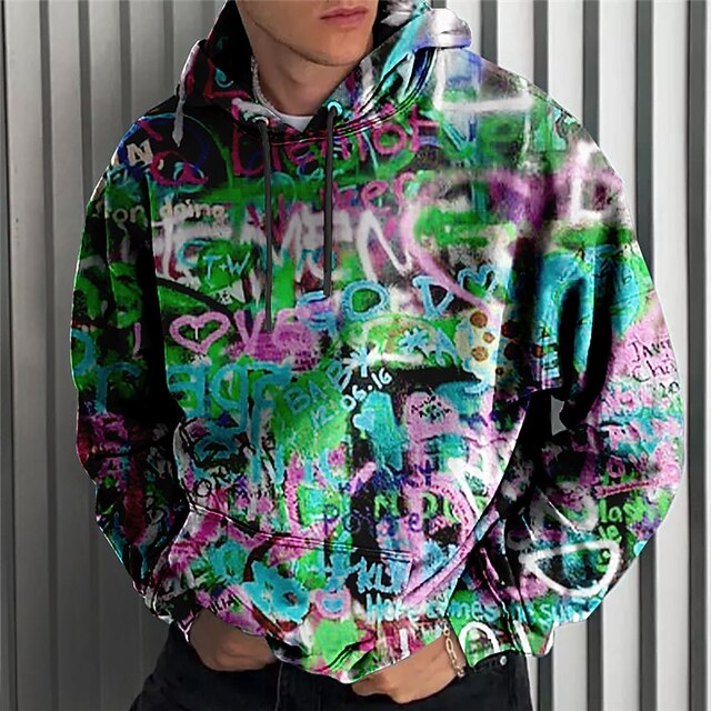  Homme Lettre Impressions Graphiques Graffiti Sweat à capuche Sweats à capuche Sweatshirt Streetwear Designer manche longue À capuche Quotidien Sports Jaune Bleu Imprimé Printemps & Automne Designer