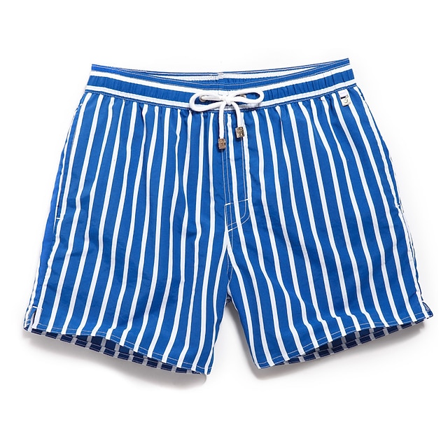  Herre Badeshorts Surf shorts Sommer shorts Snørelukning Lomme med mesh-for Stribe Komfort Hurtigtørrende Korte Afslappet Daglig Ferie Hawaiiansk Klassisk Stil Sort 1 # Sort Uelastisk