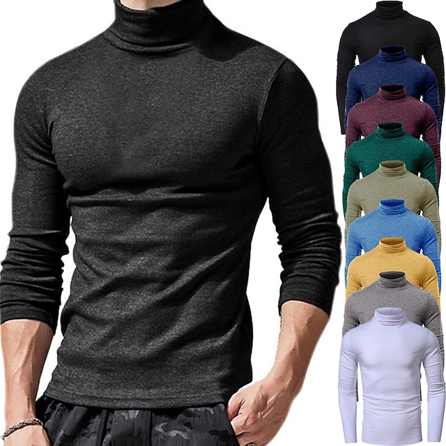 Bărbați Cămașă cu gât Tricou cu maneca lunga Simplu Guler Pe Gât Stradă Concediu Manșon Lung Îmbrăcăminte Bumbac Modă Casual Comfortabil