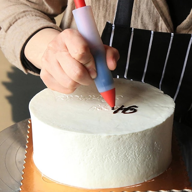  4-hodet silikon dekorativ penn sjokoladesaus fløtepistol gjør-det-selv kake dekorativ skrivepenn kakebakeverktøy