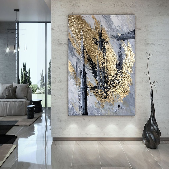  Pintura al óleo hecha a mano lienzo decoración de arte de la pared textura dorada abstracta moderna para la decoración del hogar pintura enrollada sin marco sin estirar