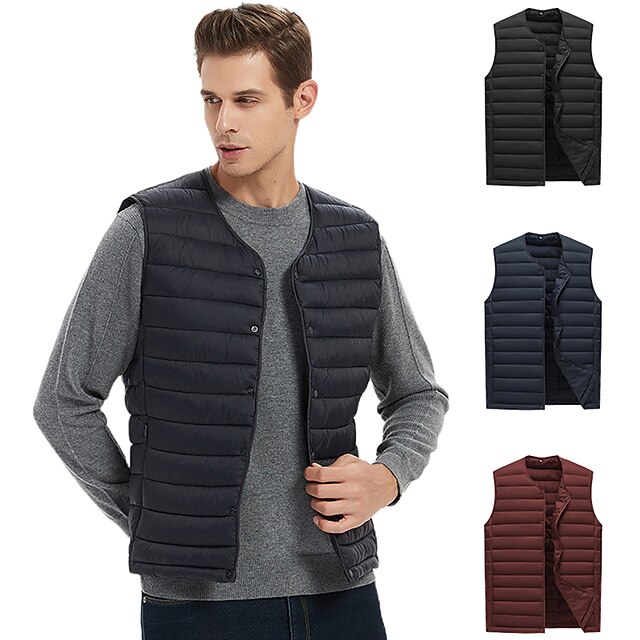 Men's Hiking Down Jacket Quilted Puffer Jacket Sleeveless Outerwear Top