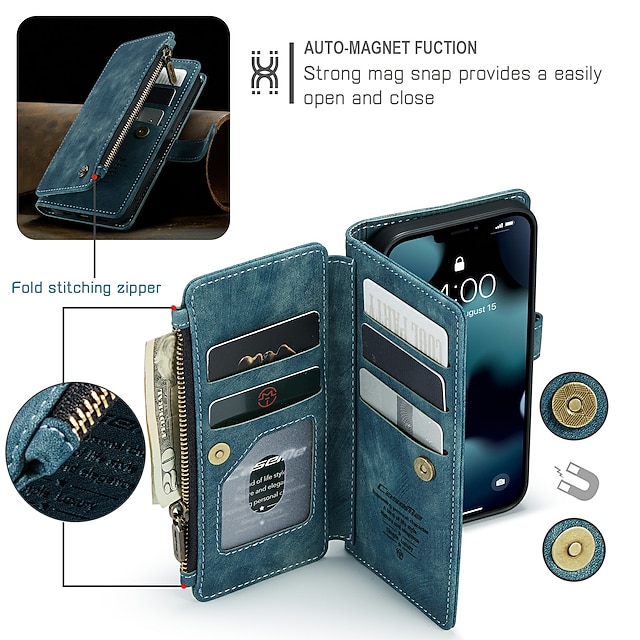 Étui Portefeuille En Cuir Flip Pour IPhone 14/15/16/17 Pro Max Plus - Anti-choc, élégant