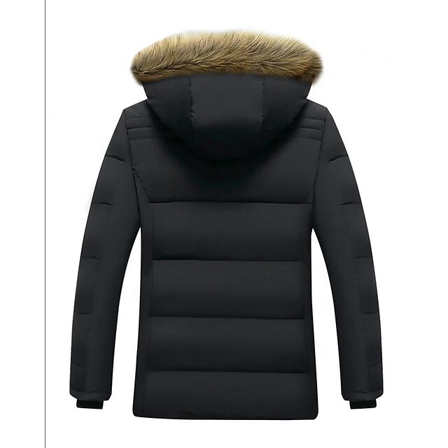Men's Winter Coat Puffer Jacket Parka Fur Collar Daily Wear Regular Simple Casual Daily