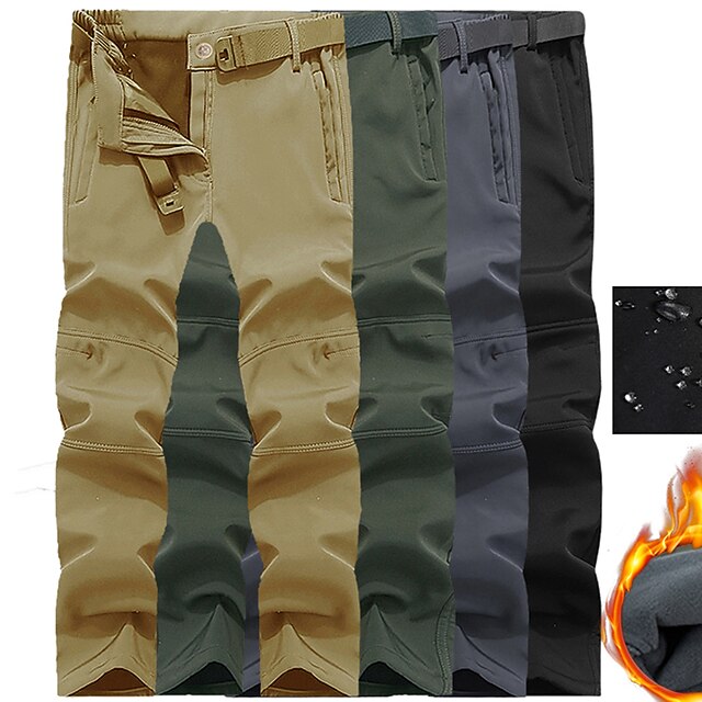Men's Waterproof Hiking Pants Fleece Lined Pants Softshell Pants Winter