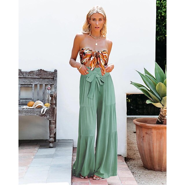  Fashion summer new women's clothing fashion casual pleated wide-leg trousers loose trousers