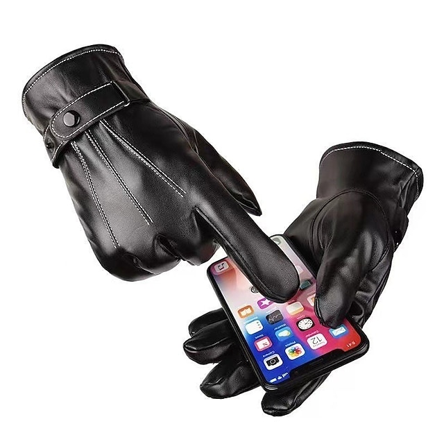  Men's Warm Winter Gloves Outdoor Daily Holiday Solid / Plain Color Polyester PU Leather Simple Casual Classic Warm 1 Pair