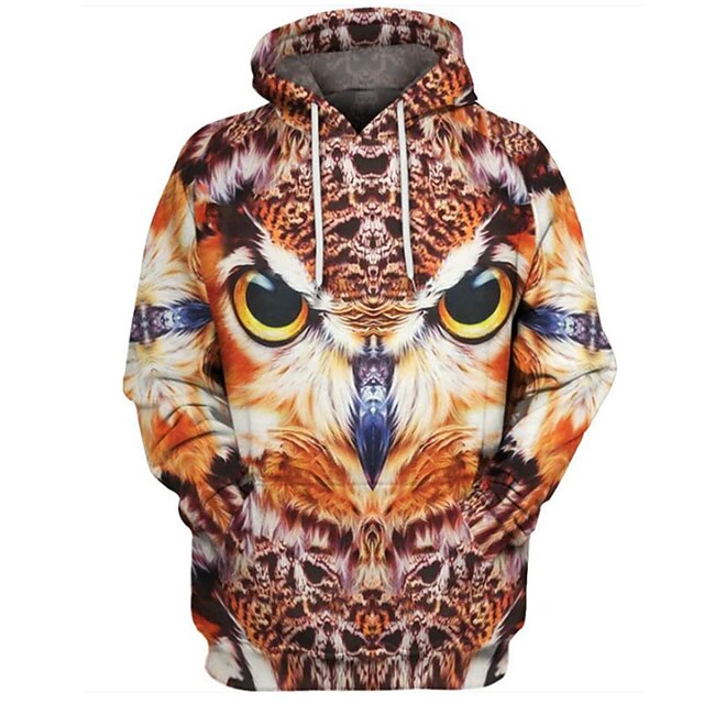 Men's Owl Graphic Prints Hoodie Hoodies Sweatshirt Streetwear Basic Long Sleeve Hooded Daily Sports Orange Print Spring & Fall Designer2