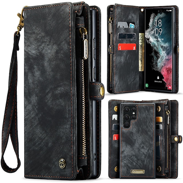  Leather Wallet Card Magnetic Flip Case For Samsung Galaxy S22 S21 Plus Ultra A72 A52 A53 With Slot Stand 2-in-1 Detachable Case Cover for Note 20 10 Multifunctional Luxury Business