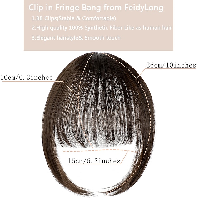 Clip in Bangs Hair Extenisons Natural Fringe Clipon Front Neat Wispy