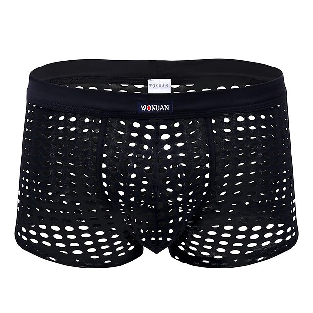 Men's 1pack Underwear Basic Panties Boxers Underwear Briefs Hole Nylon ...