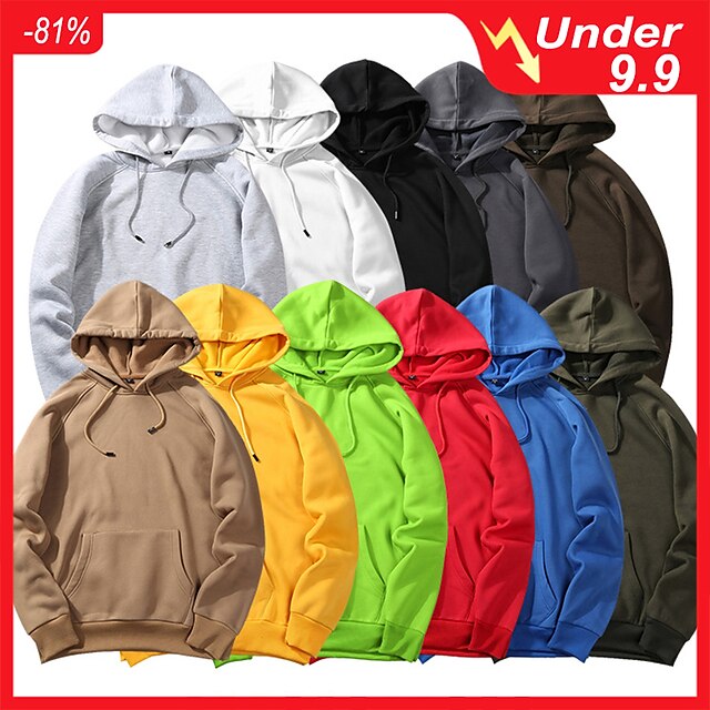  Men's Hoodie Hoodie Sweatshirt Casual Long Sleeve Thermal Warm Breathable Moisture Wicking Fitness Gym Workout Running Sportswear Activewear Solid Colored Light Yellow Red black Navy