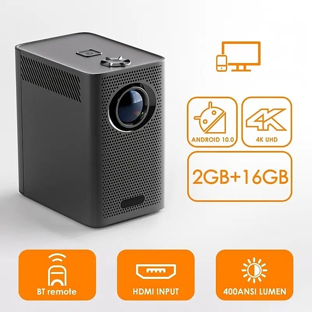  Mini Projector Portable Video-Projector Multimedia Home Theater Movie Projector Android 10.0 Compatible with Full HD 1080P HDMI VGA USB AV Laptop Smartphone