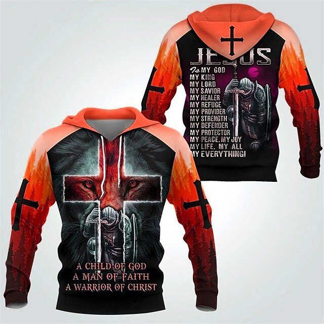 Homens Cavaleiros Templários Animal Modelado Estampas Abstratas Moletom Moletons Roupa de rua Designer Manga Longa Com Capuz Diário Esportes Amarelo Vermelho Imprimir Primavera & Outono Designer